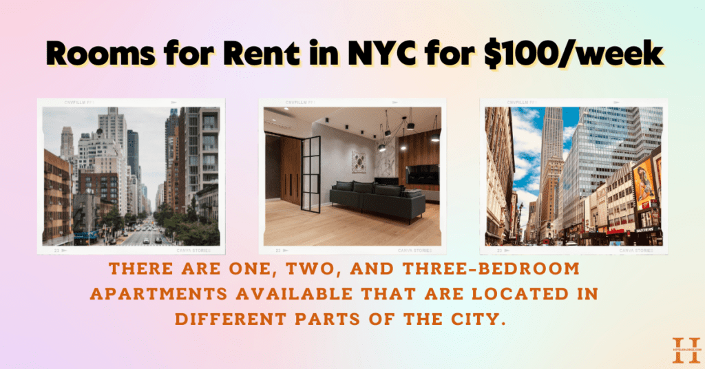 Rooms for Rent in NYC for $100/week